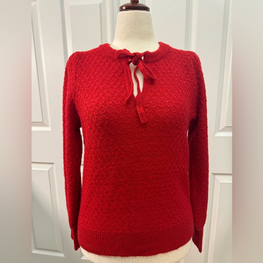 LOFT Front Tie Sweater Red NWT